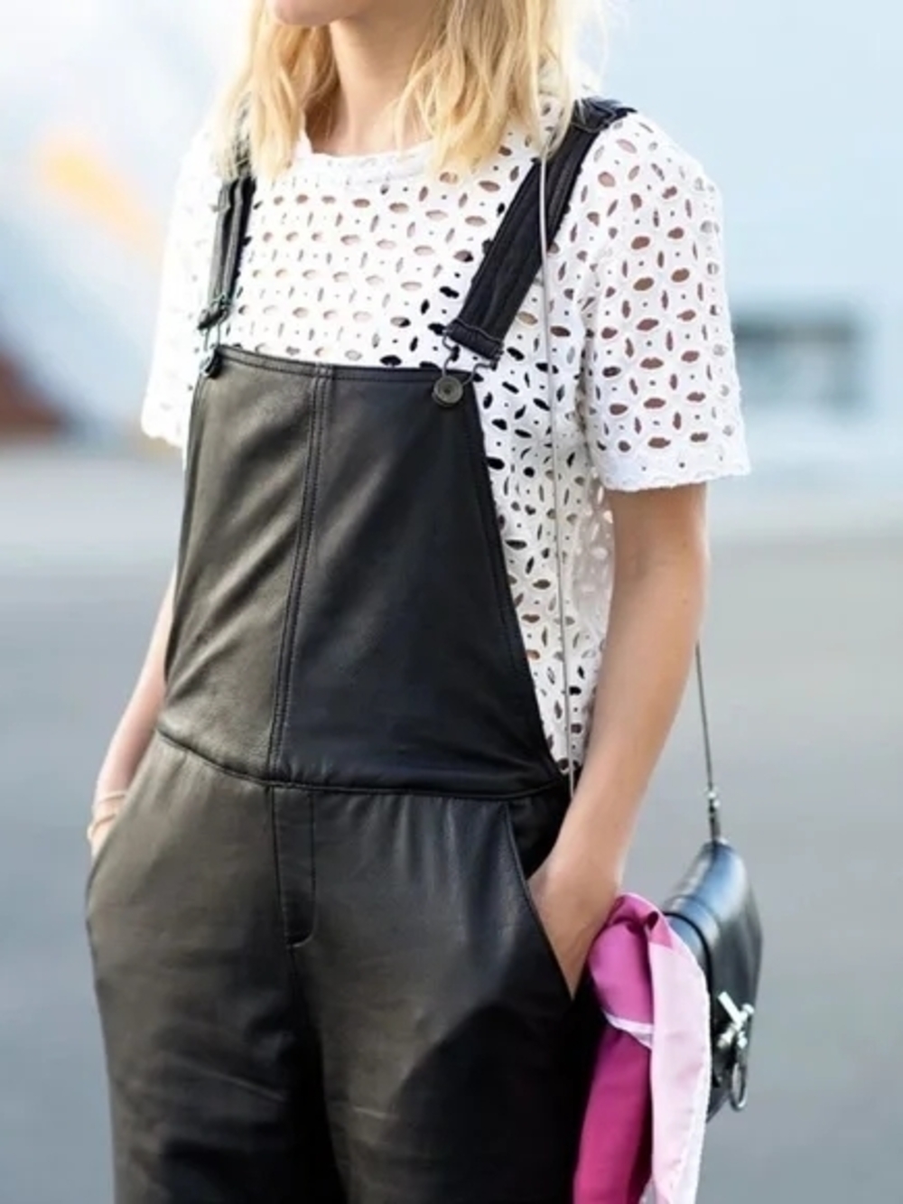 rag & bone Black Lamb Leather Shorts Overalls Size Medium